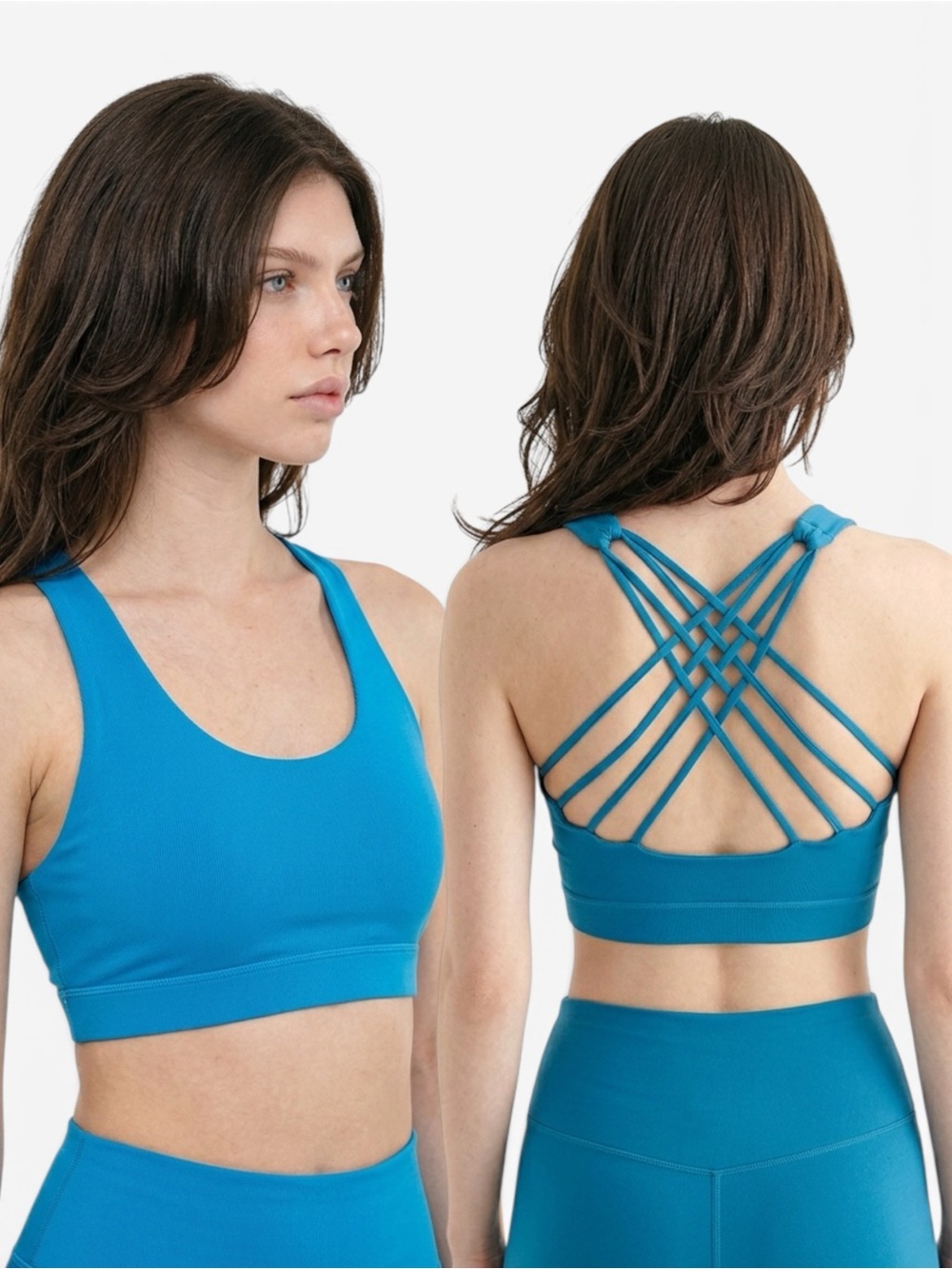 Strappy Back Sports Bra - Teal Blue SZ/M